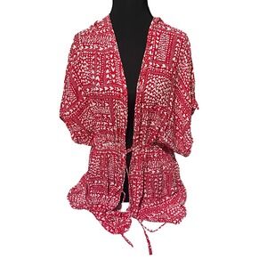 Victoria's Secret Red Heart Print Kimono Beach Cover Up OS‎